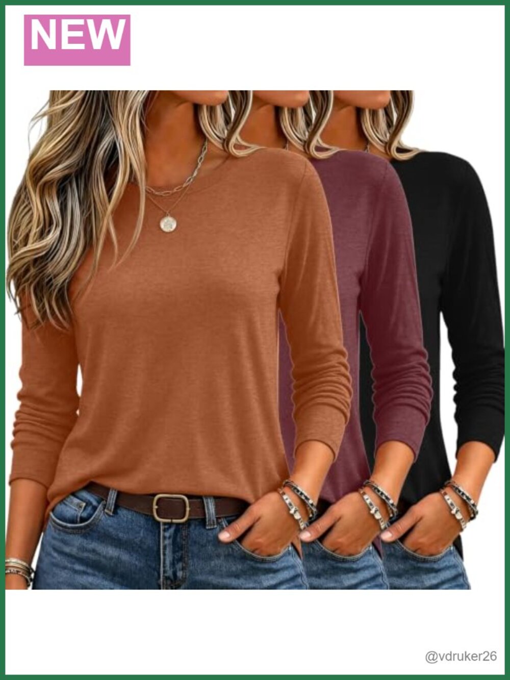 Women's Long Sleeve Crewneck T-Shirts Loose Fit Casual Tee Top Fall